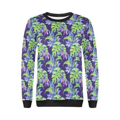 Tropical Flower Pattern Print Design TF019 Women Long Sleeve Sweatshirt-JorJune