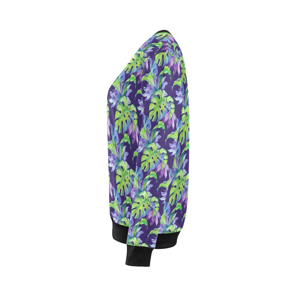 Tropical Flower Pattern Print Design TF019 Women Long Sleeve Sweatshirt-JorJune