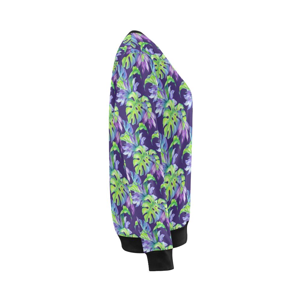 Tropical Flower Pattern Print Design TF019 Women Long Sleeve Sweatshirt-JorJune