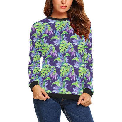 Tropical Flower Pattern Print Design TF019 Women Long Sleeve Sweatshirt-JorJune
