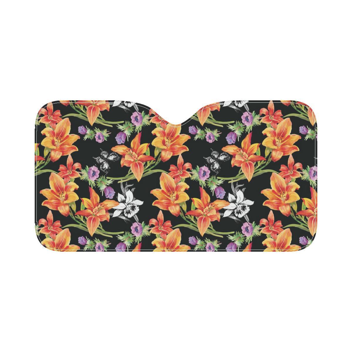 Tropical Flower Pattern Print Design TF02 Car Sun Shade-JorJune