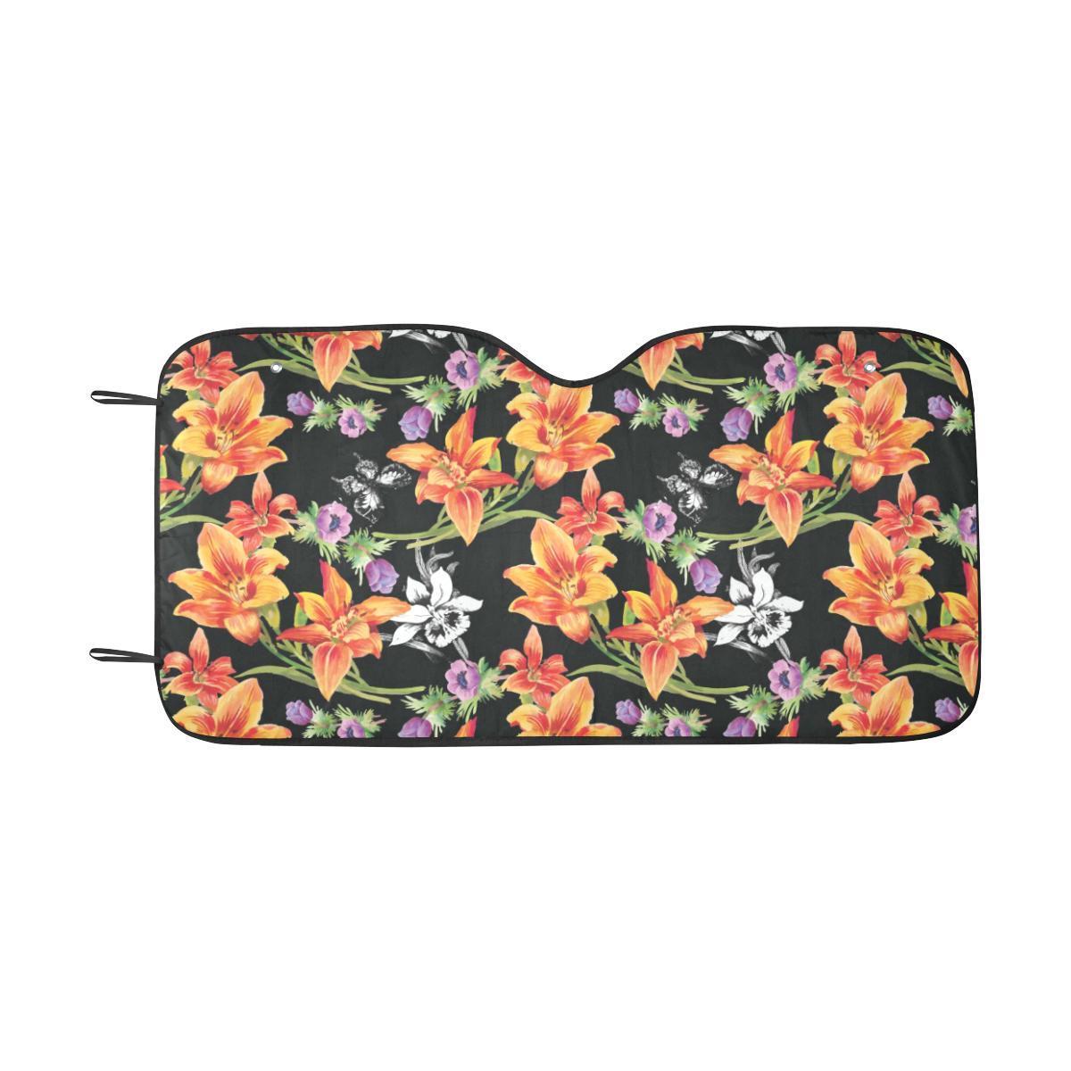Tropical Flower Pattern Print Design TF02 Car Sun Shade-JorJune