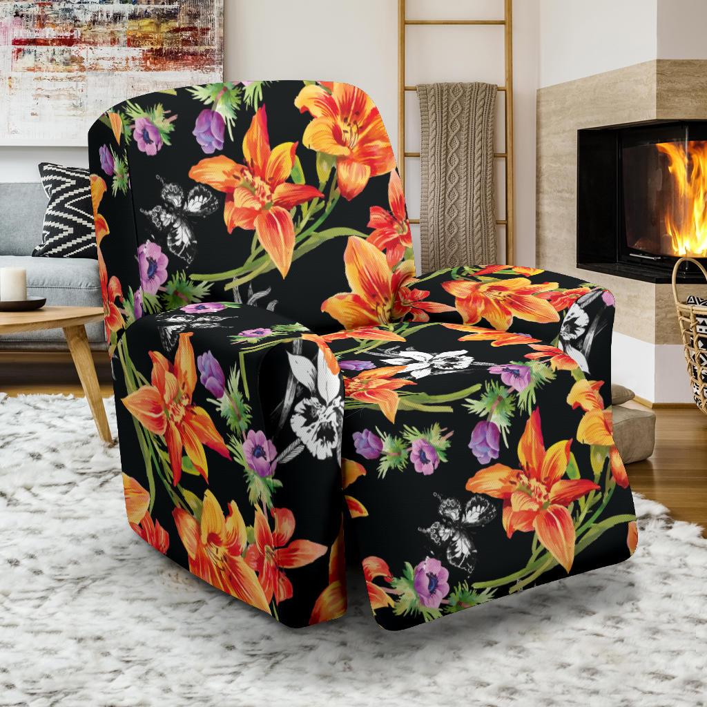 Tropical Flower Pattern Print Design TF02 Recliner Slipcover-JORJUNE.COM