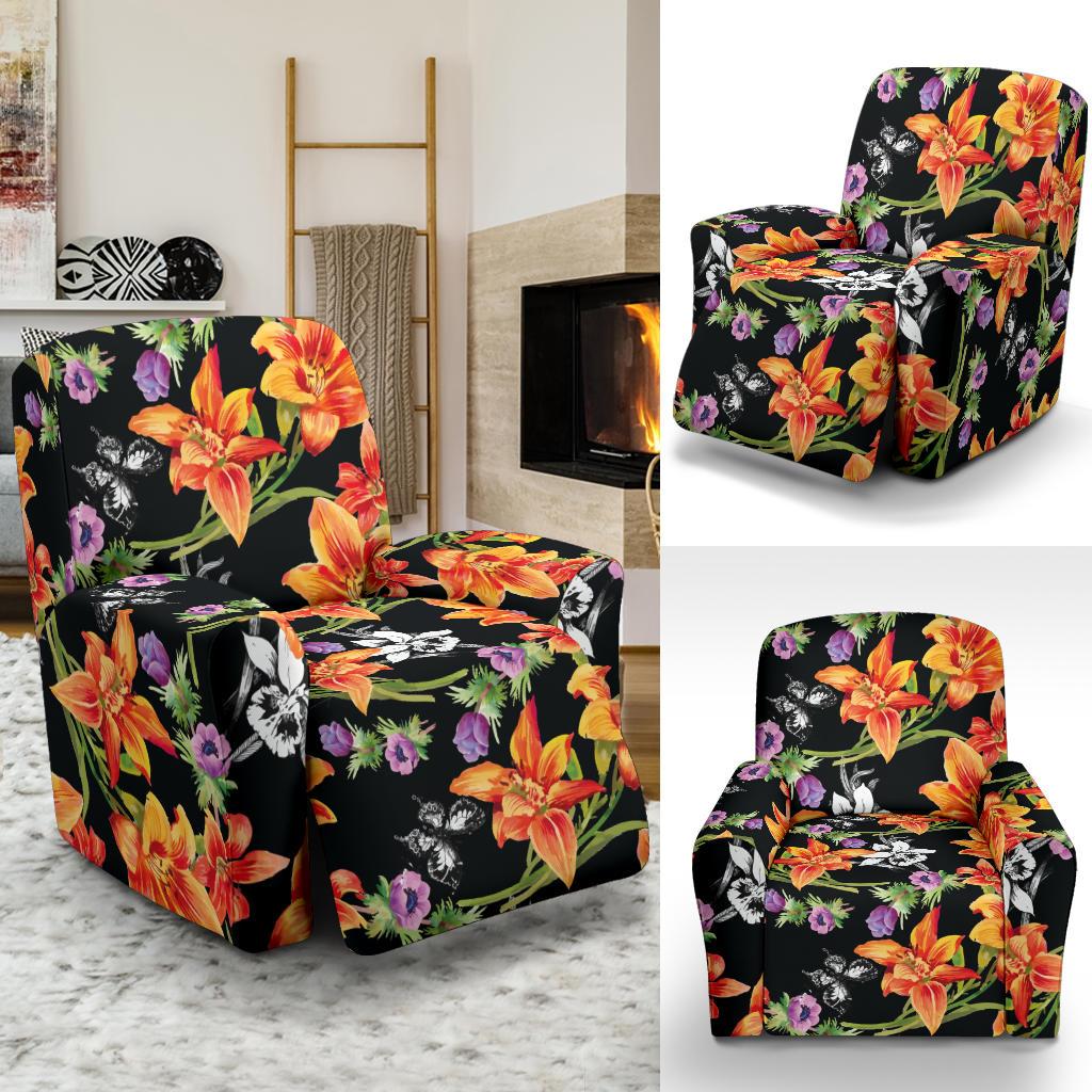 Tropical Flower Pattern Print Design TF02 Recliner Slipcover-JORJUNE.COM