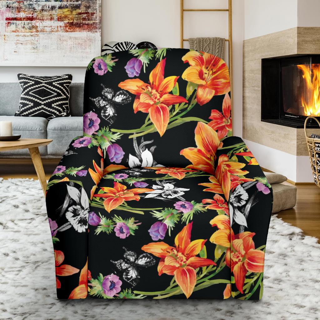 Tropical Flower Pattern Print Design TF02 Recliner Slipcover-JORJUNE.COM