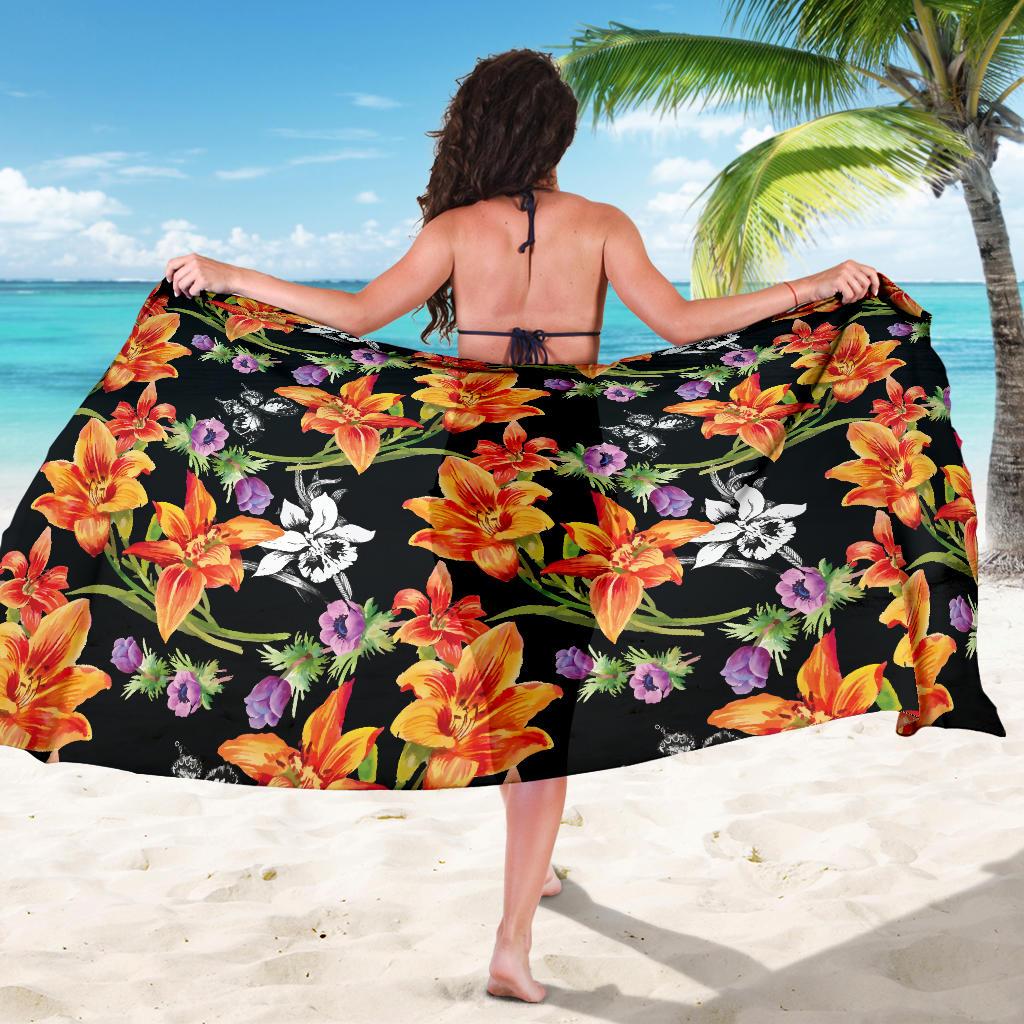 Tropical Flower Pattern Print Design TF02 Sarong Pareo Wrap-JORJUNE.COM