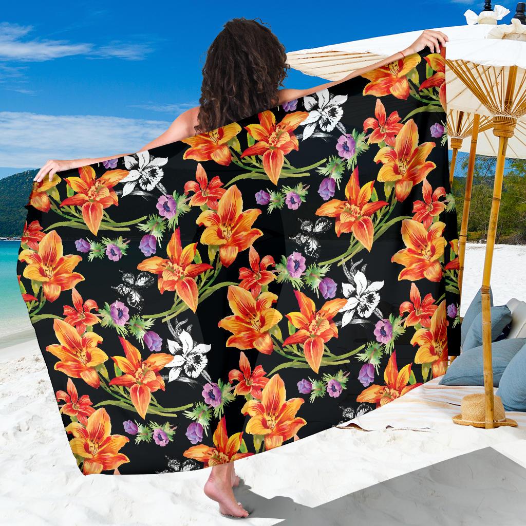 Tropical Flower Pattern Print Design TF02 Sarong Pareo Wrap-JORJUNE.COM