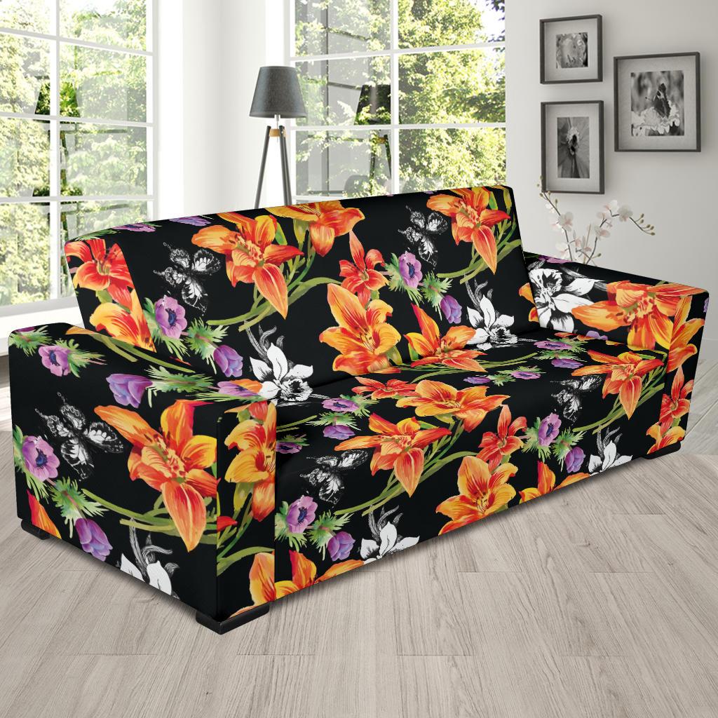 Tropical Flower Pattern Print Design TF02 Sofa Slipcover-JORJUNE.COM