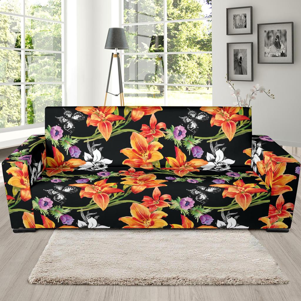 Tropical Flower Pattern Print Design TF02 Sofa Slipcover-JORJUNE.COM