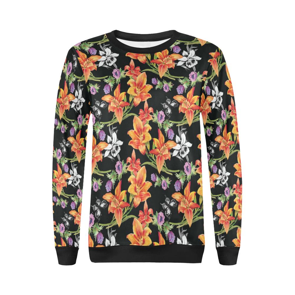 Tropical Flower Pattern Print Design TF02 Women Long Sleeve Sweatshirt-JorJune