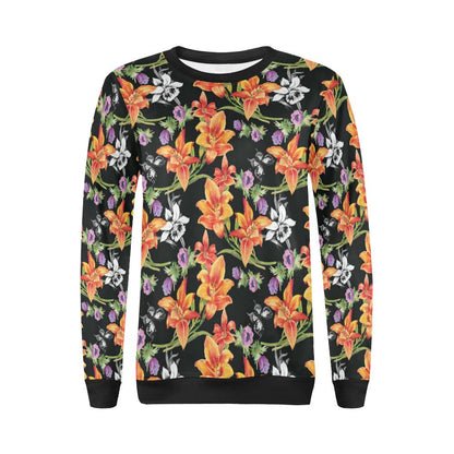 Tropical Flower Pattern Print Design TF02 Women Long Sleeve Sweatshirt-JorJune