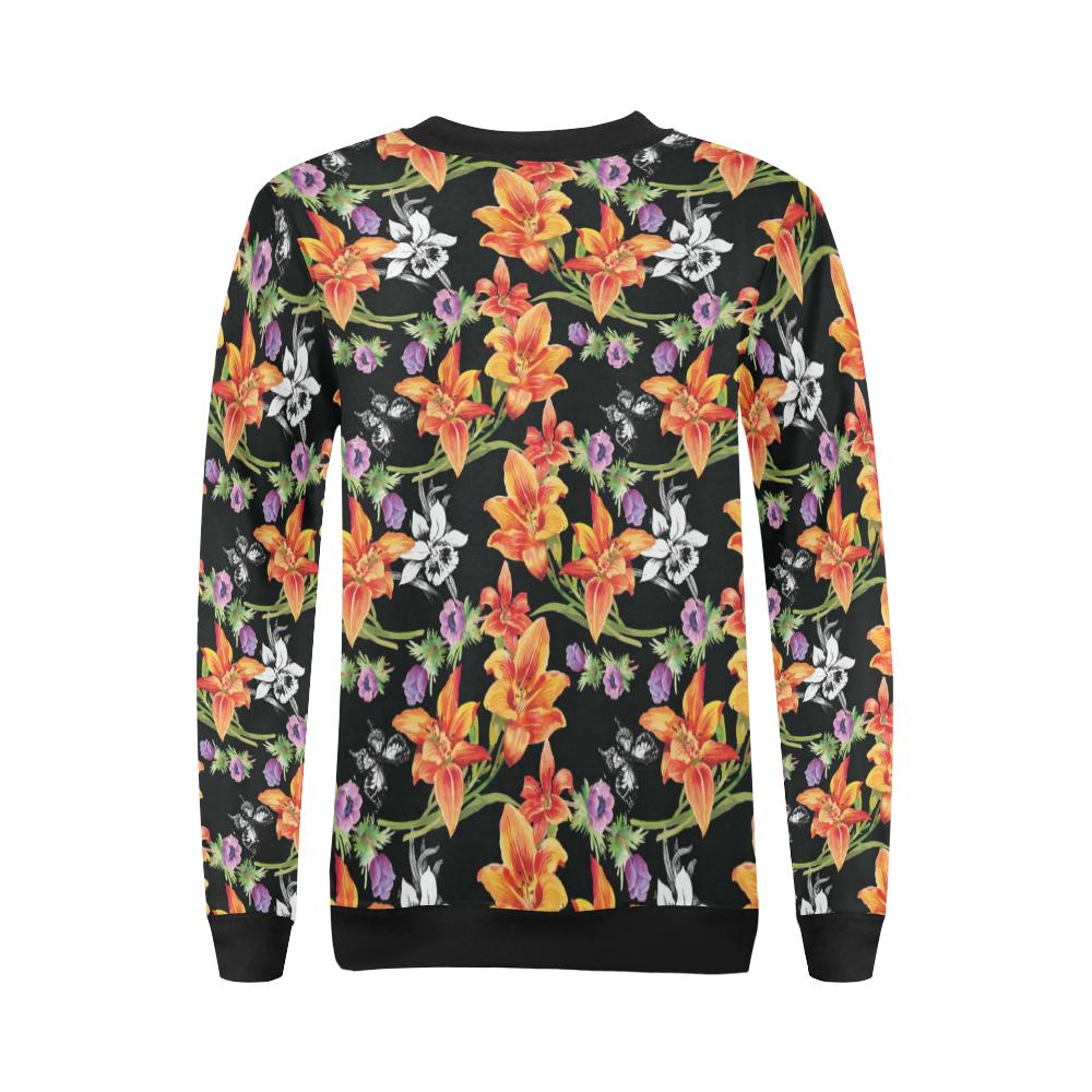 Tropical Flower Pattern Print Design TF02 Women Long Sleeve Sweatshirt-JorJune