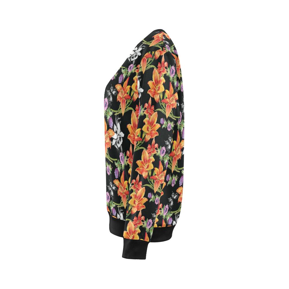 Tropical Flower Pattern Print Design TF02 Women Long Sleeve Sweatshirt-JorJune