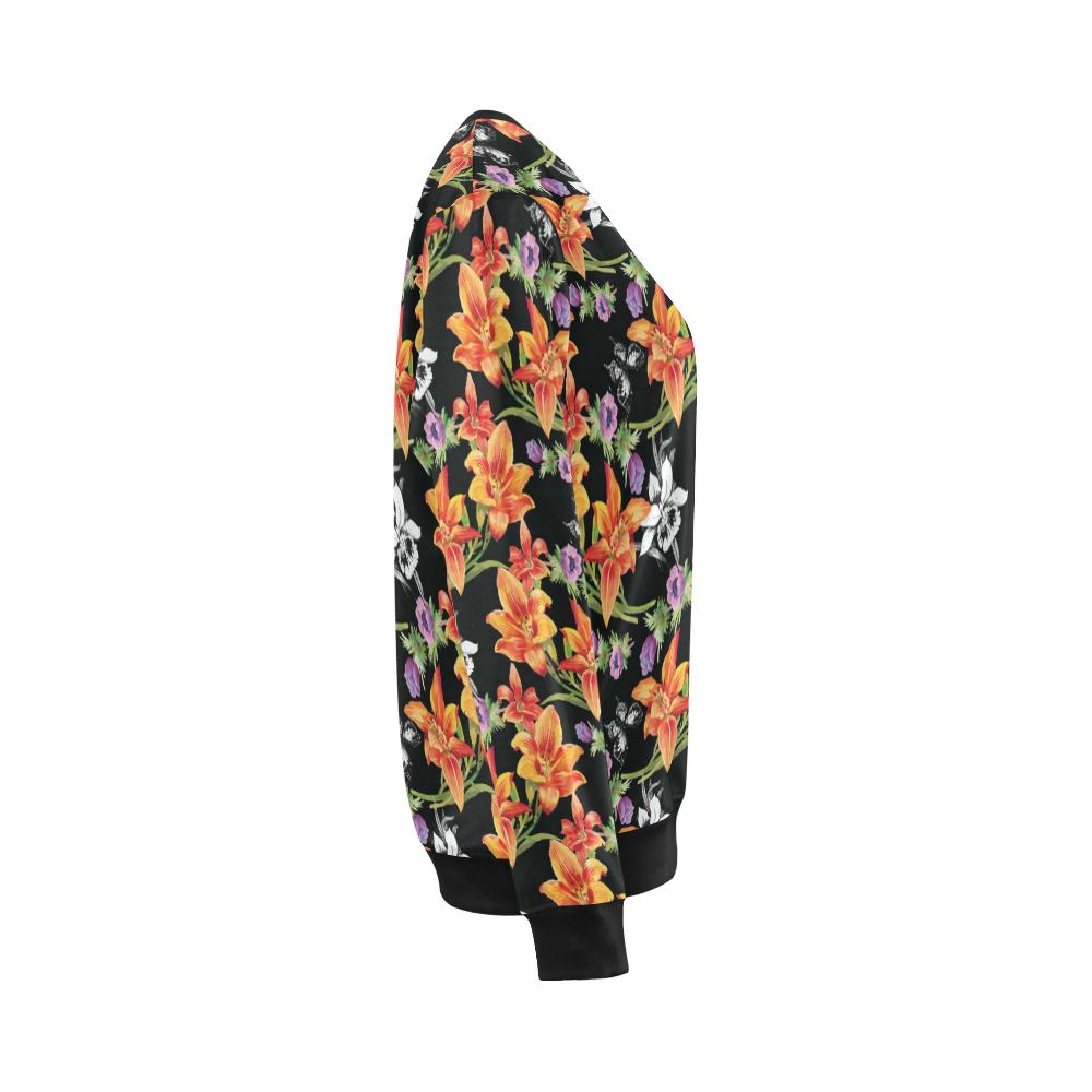 Tropical Flower Pattern Print Design TF02 Women Long Sleeve Sweatshirt-JorJune