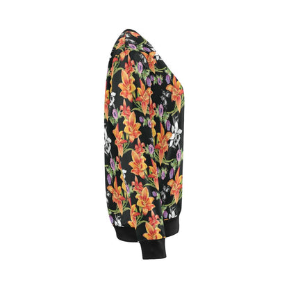 Tropical Flower Pattern Print Design TF02 Women Long Sleeve Sweatshirt-JorJune