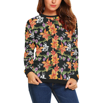 Tropical Flower Pattern Print Design TF02 Women Long Sleeve Sweatshirt-JorJune