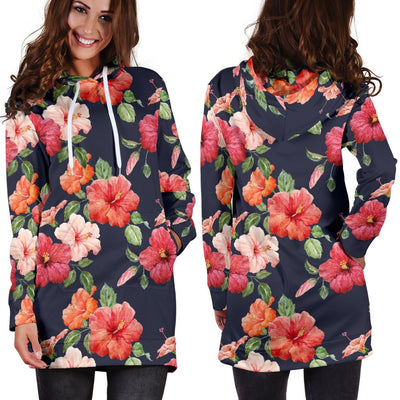 Tropical Flower Pattern Print Design TF020 Women Hoodie Dress