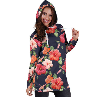 Tropical Flower Pattern Print Design TF020 Women Hoodie Dress