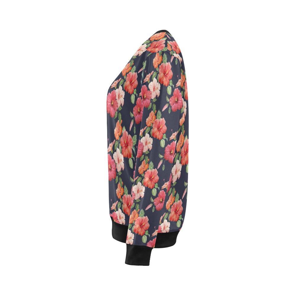 Tropical Flower Pattern Print Design TF020 Women Long Sleeve Sweatshirt-JorJune