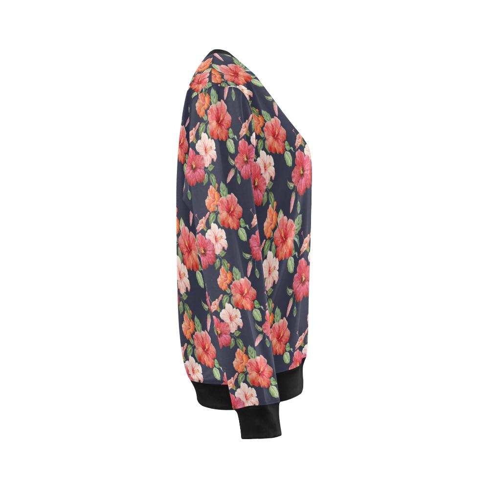 Tropical Flower Pattern Print Design TF020 Women Long Sleeve Sweatshirt-JorJune