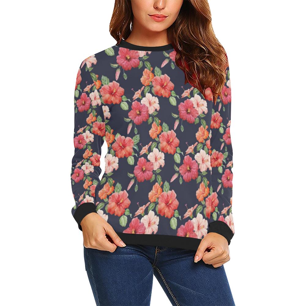 Tropical Flower Pattern Print Design TF020 Women Long Sleeve Sweatshirt-JorJune