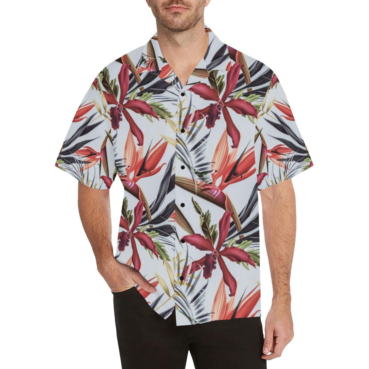Tropical Flower Pattern Print Design TF021 Men Hawaiian Shirt-JorJune