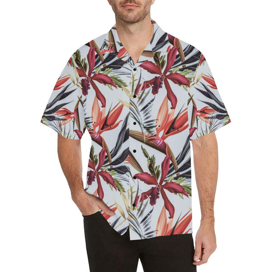 Tropical Flower Pattern Print Design TF021 Men Hawaiian Shirt-JorJune