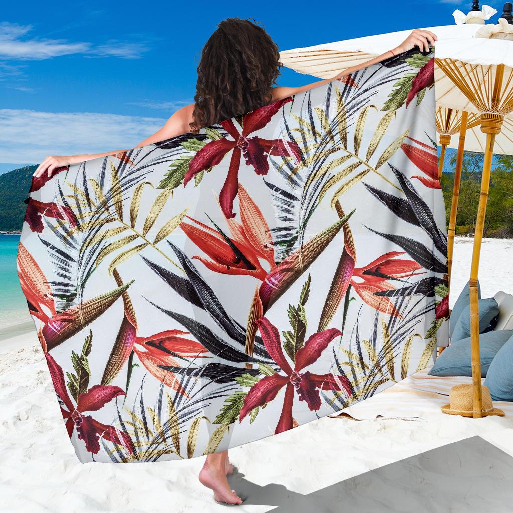 Tropical Flower Pattern Print Design TF021 Sarong Pareo Wrap-JORJUNE.COM