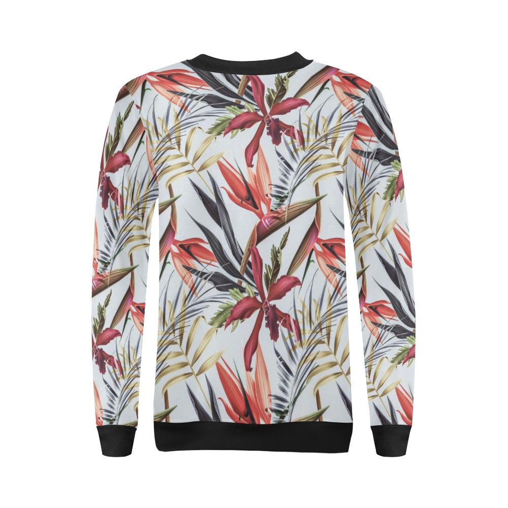 Tropical Flower Pattern Print Design TF021 Women Long Sleeve Sweatshirt-JorJune