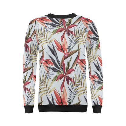 Tropical Flower Pattern Print Design TF021 Women Long Sleeve Sweatshirt-JorJune