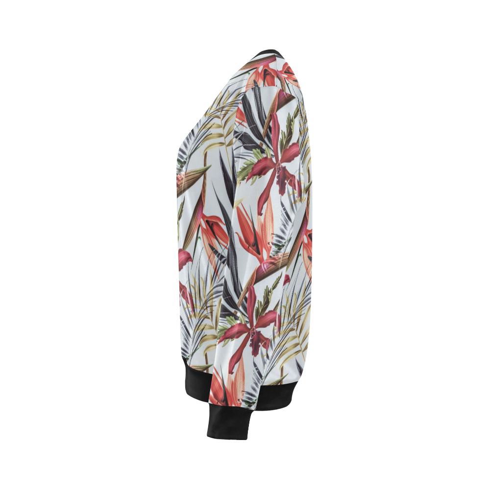 Tropical Flower Pattern Print Design TF021 Women Long Sleeve Sweatshirt-JorJune