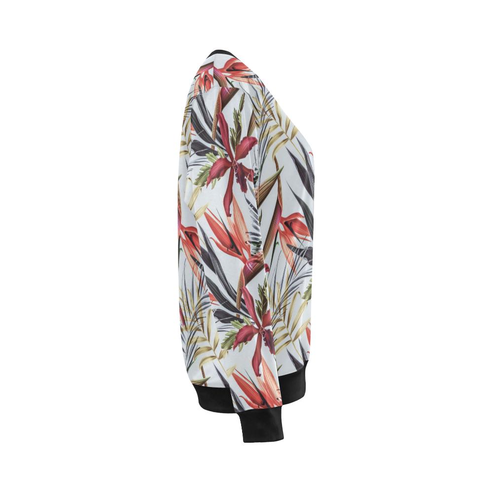 Tropical Flower Pattern Print Design TF021 Women Long Sleeve Sweatshirt-JorJune