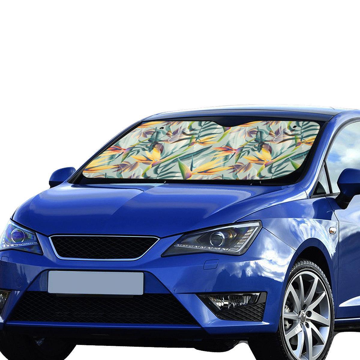 Tropical Flower Pattern Print Design TF022 Car Sun Shade-JorJune