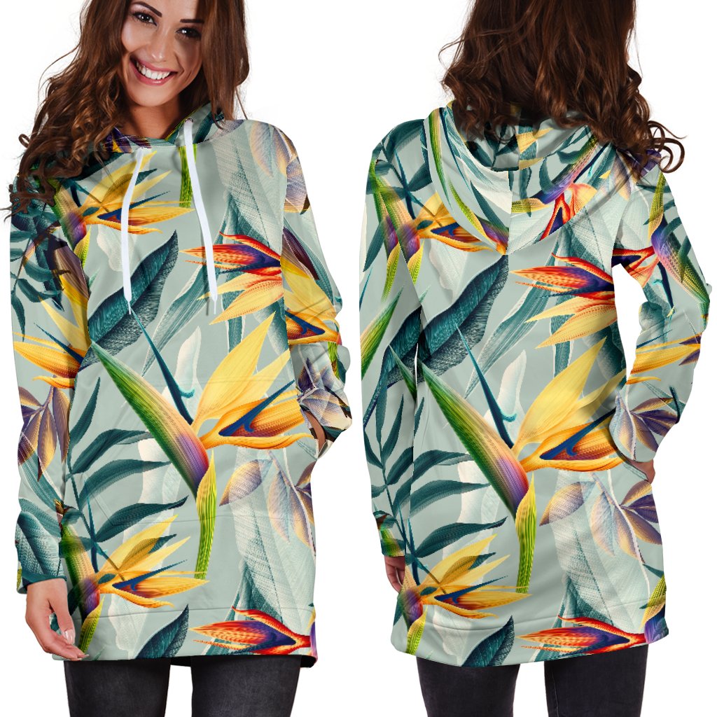 Tropical Flower Pattern Print Design TF022 Women Hoodie Dress