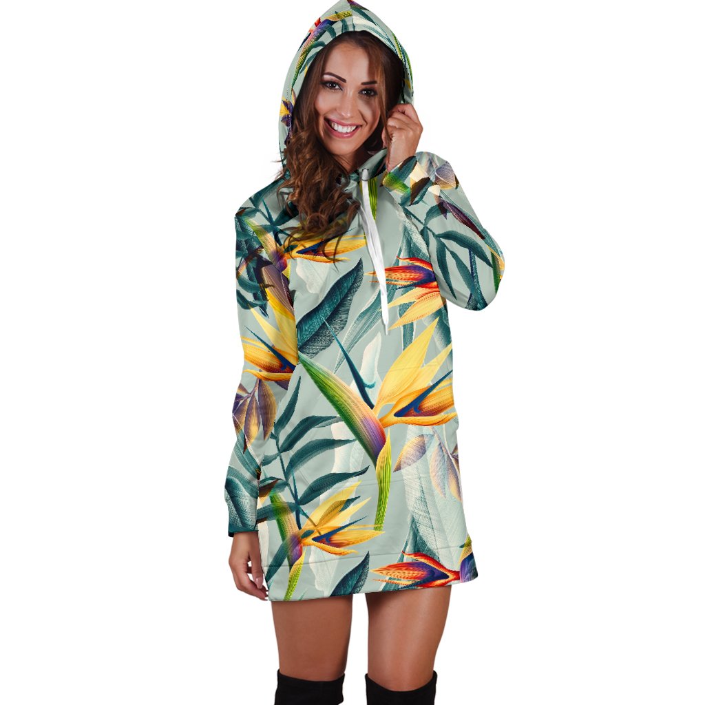Tropical Flower Pattern Print Design TF022 Women Hoodie Dress