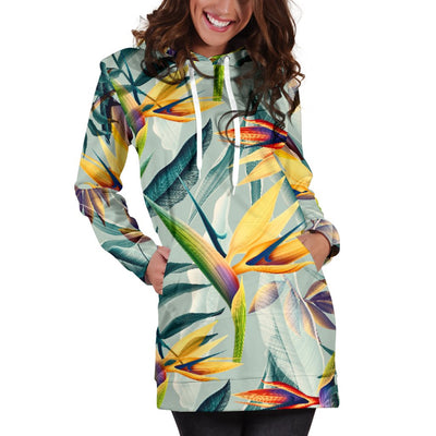Tropical Flower Pattern Print Design TF022 Women Hoodie Dress