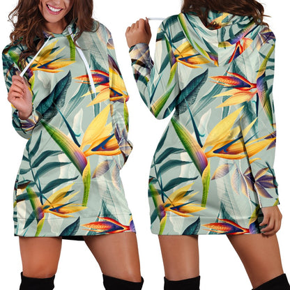 Tropical Flower Pattern Print Design TF022 Women Hoodie Dress