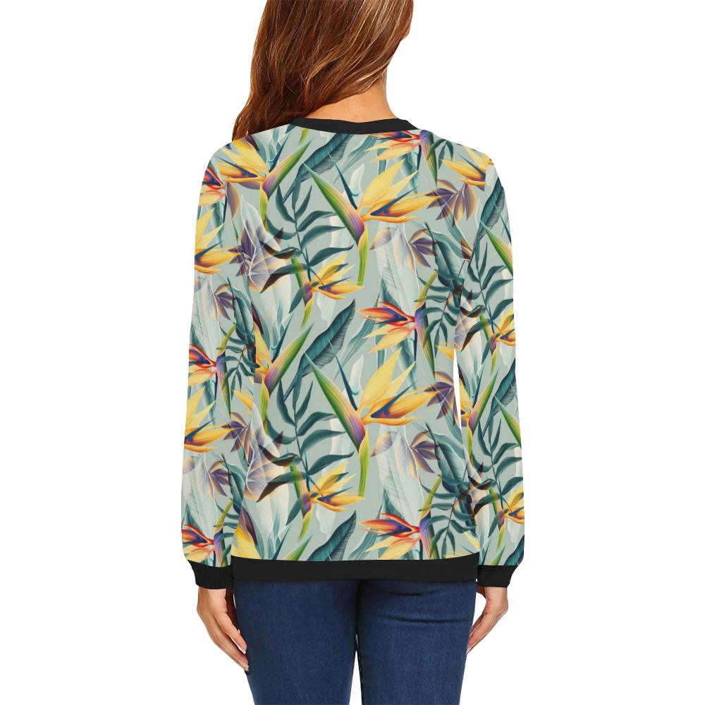 Tropical Flower Pattern Print Design TF022 Women Long Sleeve Sweatshirt-JorJune