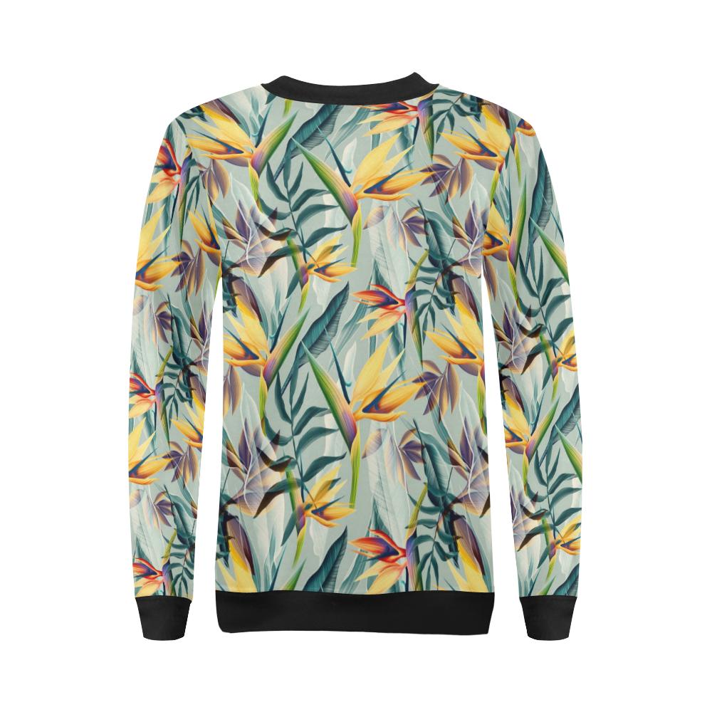 Tropical Flower Pattern Print Design TF022 Women Long Sleeve Sweatshirt-JorJune