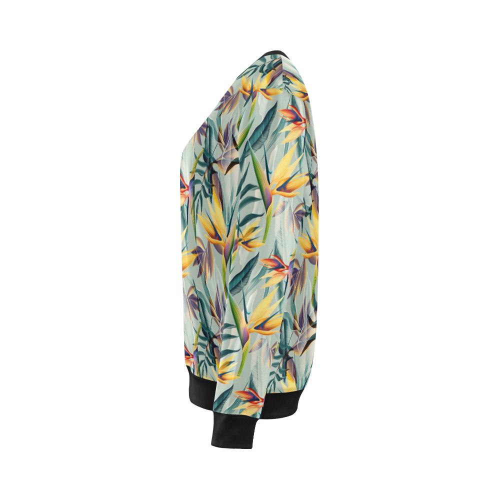 Tropical Flower Pattern Print Design TF022 Women Long Sleeve Sweatshirt-JorJune