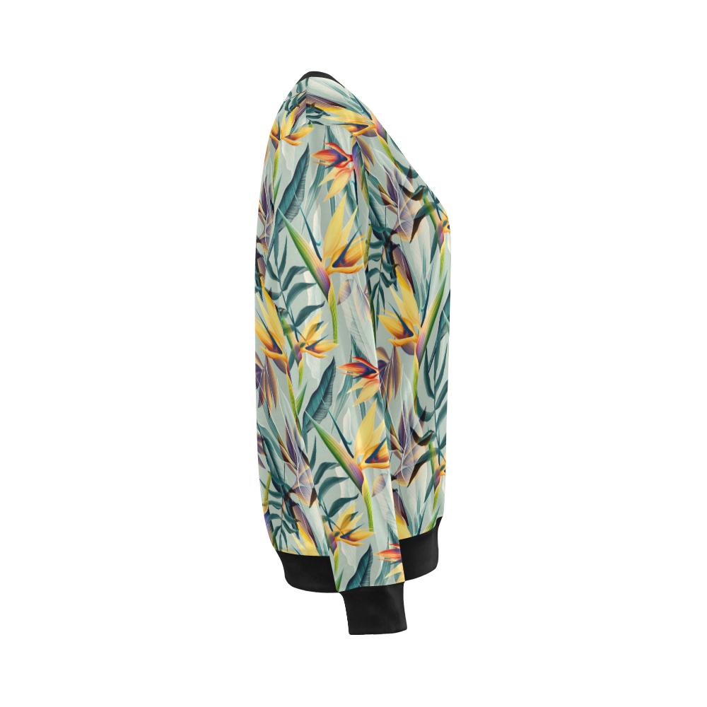 Tropical Flower Pattern Print Design TF022 Women Long Sleeve Sweatshirt-JorJune