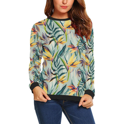 Tropical Flower Pattern Print Design TF022 Women Long Sleeve Sweatshirt-JorJune