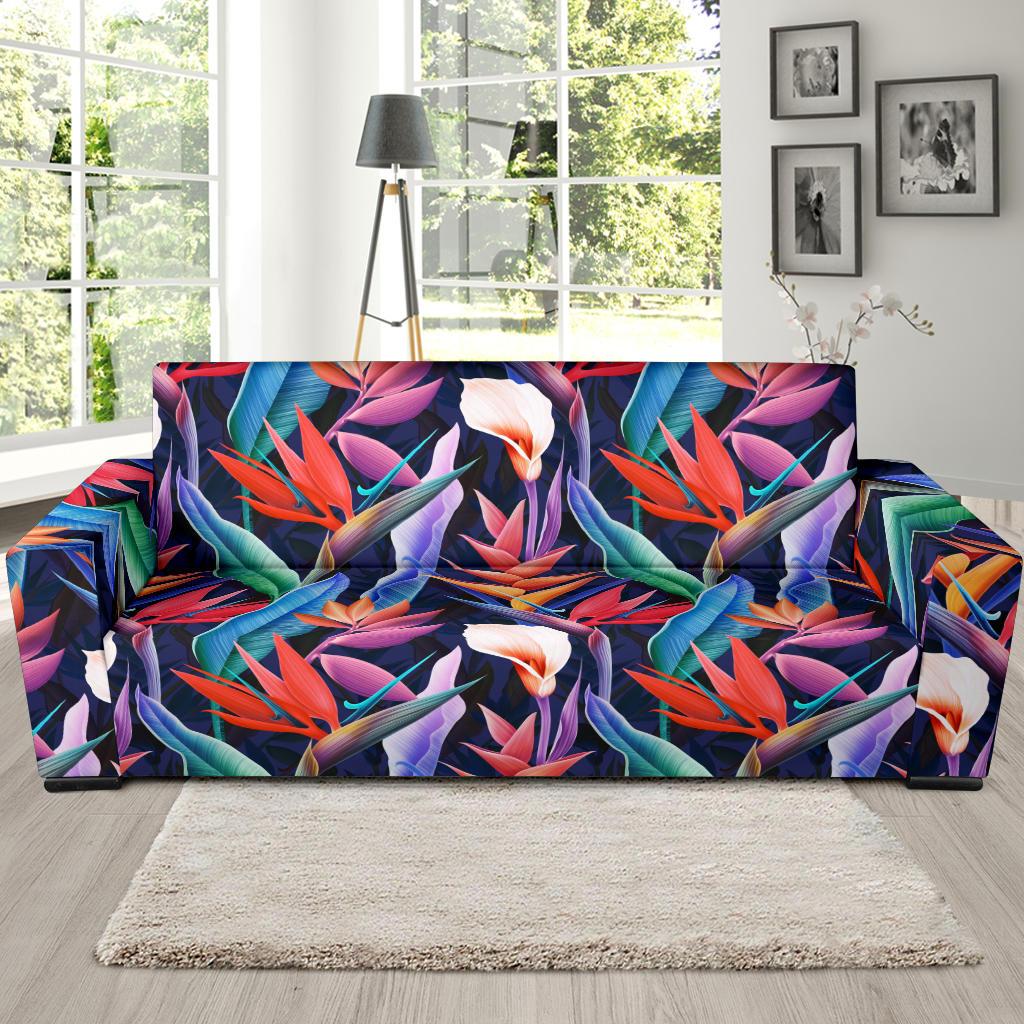 Tropical Flower Pattern Print Design TF023 Sofa Slipcover-JORJUNE.COM