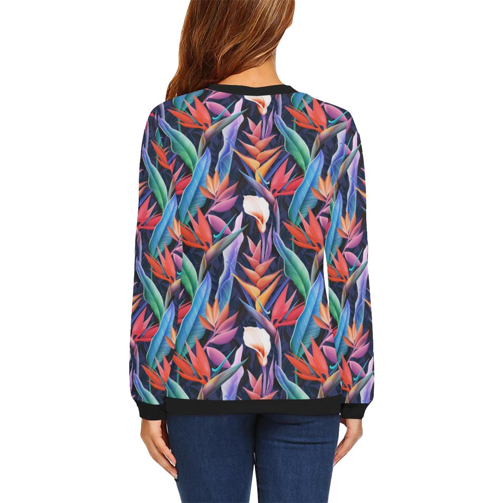 Tropical Flower Pattern Print Design TF023 Women Long Sleeve Sweatshirt-JorJune