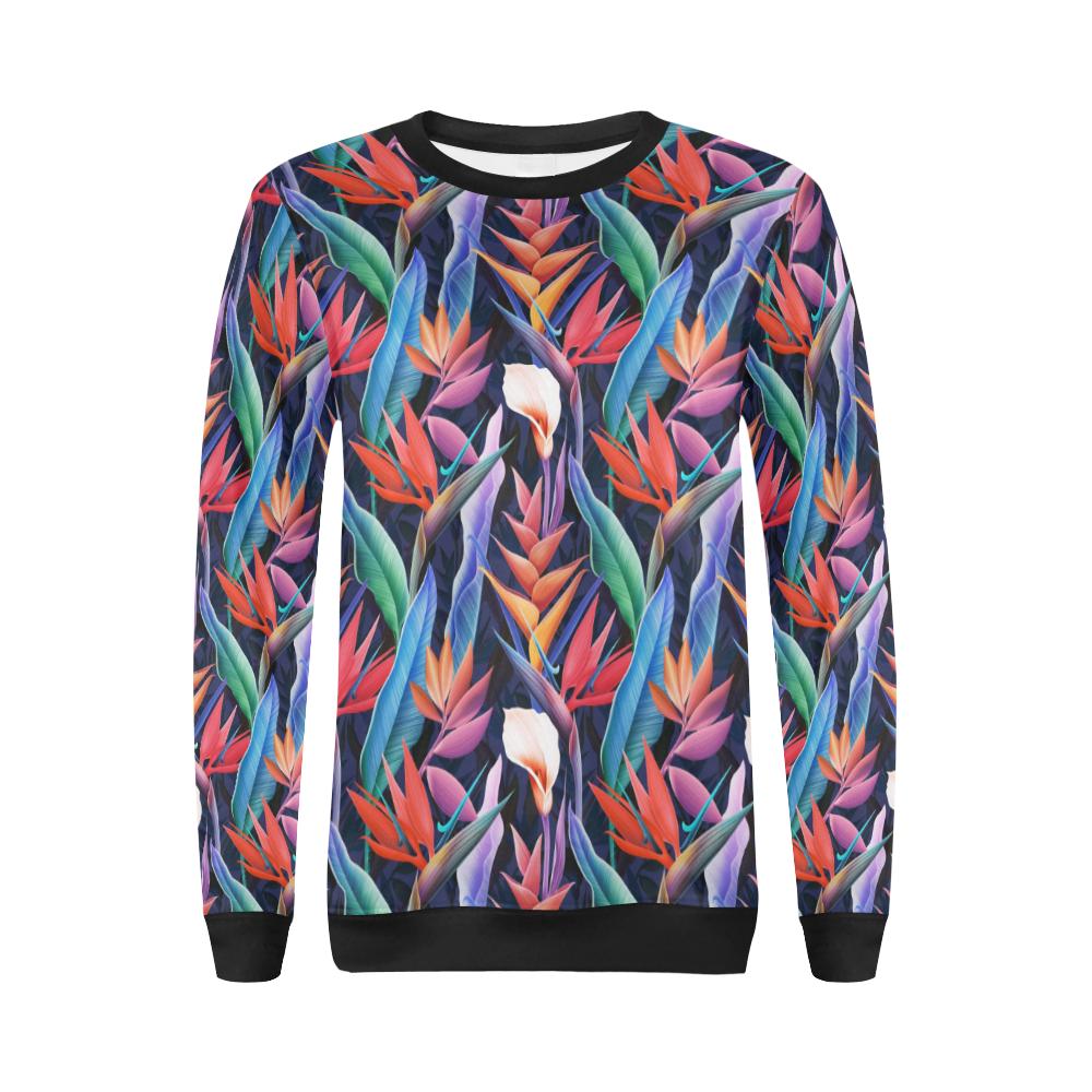 Tropical Flower Pattern Print Design TF023 Women Long Sleeve Sweatshirt-JorJune