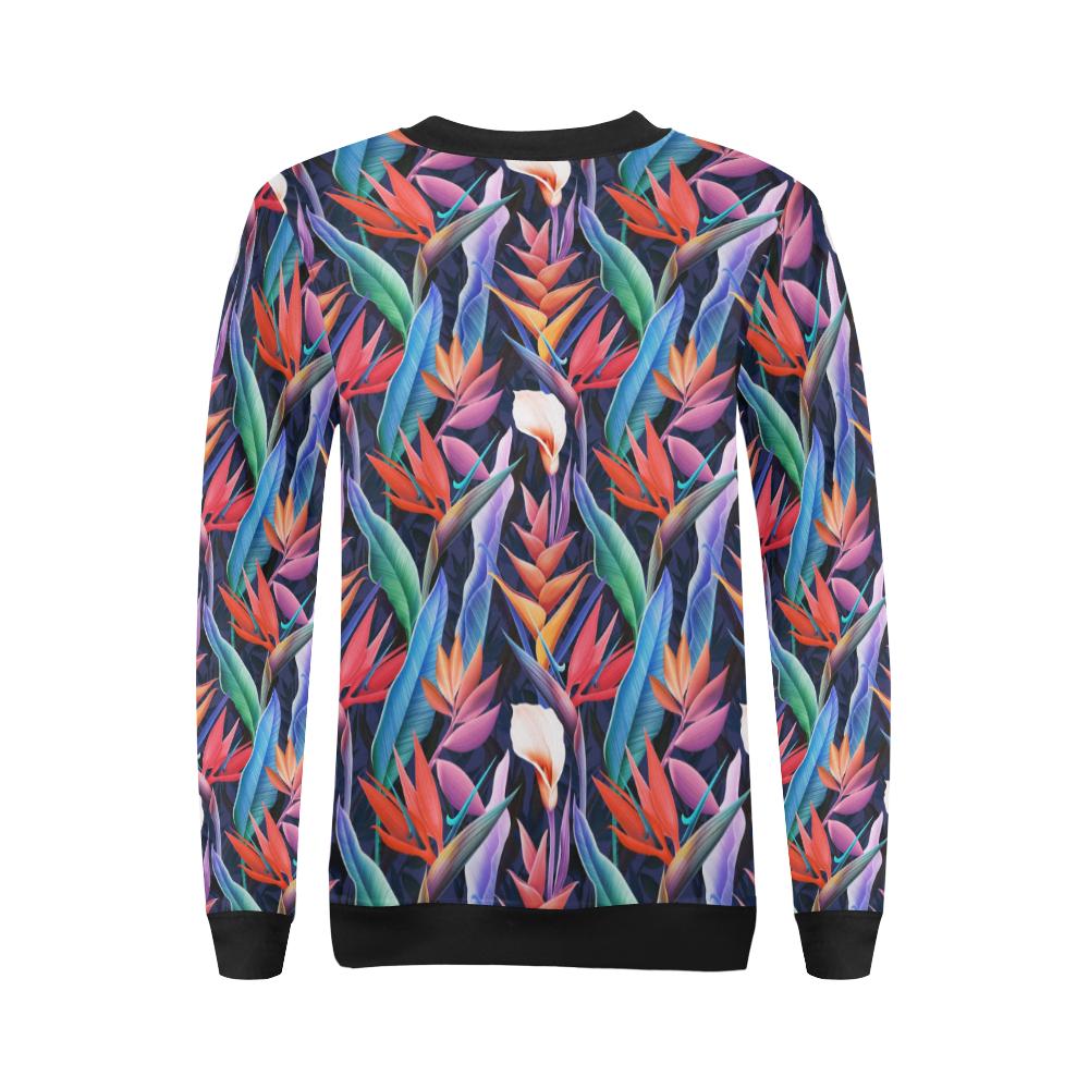 Tropical Flower Pattern Print Design TF023 Women Long Sleeve Sweatshirt-JorJune