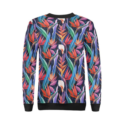 Tropical Flower Pattern Print Design TF023 Women Long Sleeve Sweatshirt-JorJune