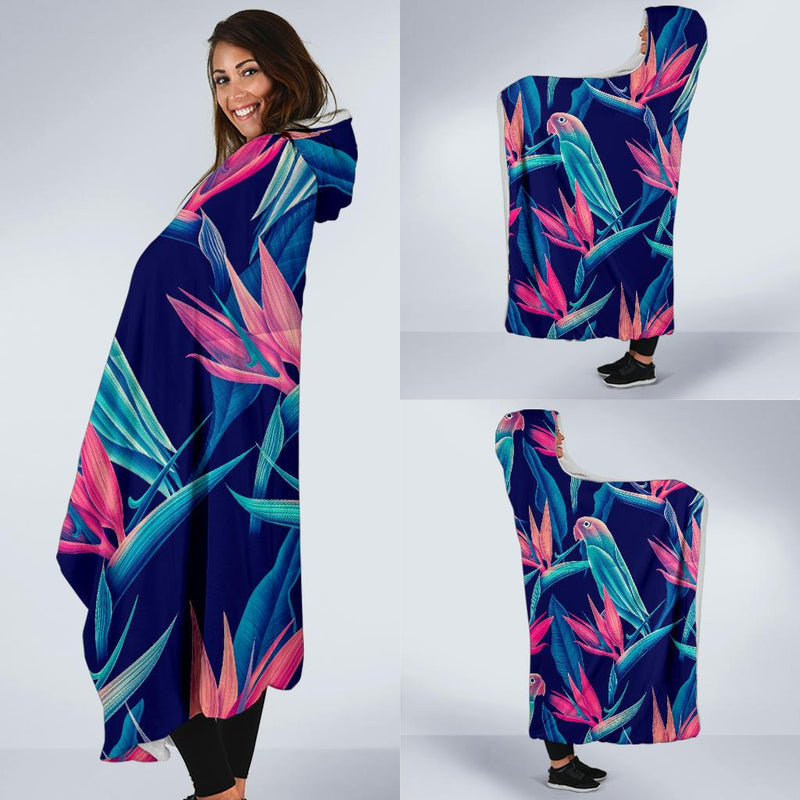 Tropical Flower Pattern Print Design TF024 Hooded Blanket-JORJUNE.COM