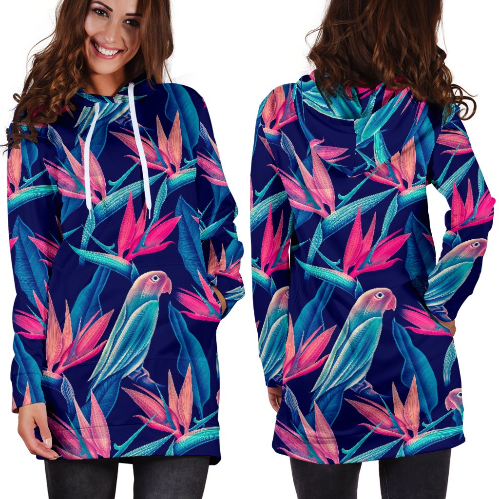 Tropical Flower Pattern Print Design TF024 Women Hoodie Dress