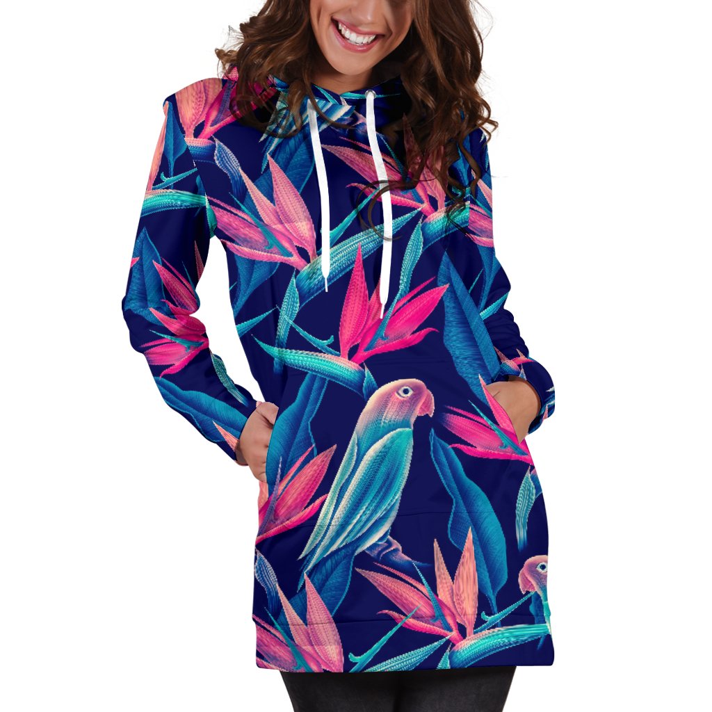Tropical Flower Pattern Print Design TF024 Women Hoodie Dress